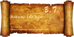 Baksay Tóbia névjegykártya